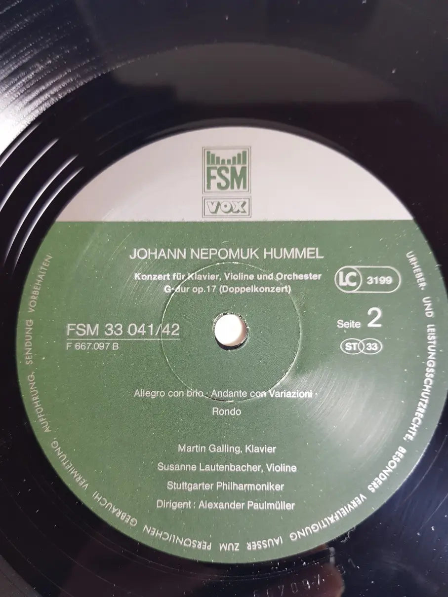 Johann Nepomuk Hummel – Zwei Klavierkonzerte Doppelkonzert Fagottkonzert
