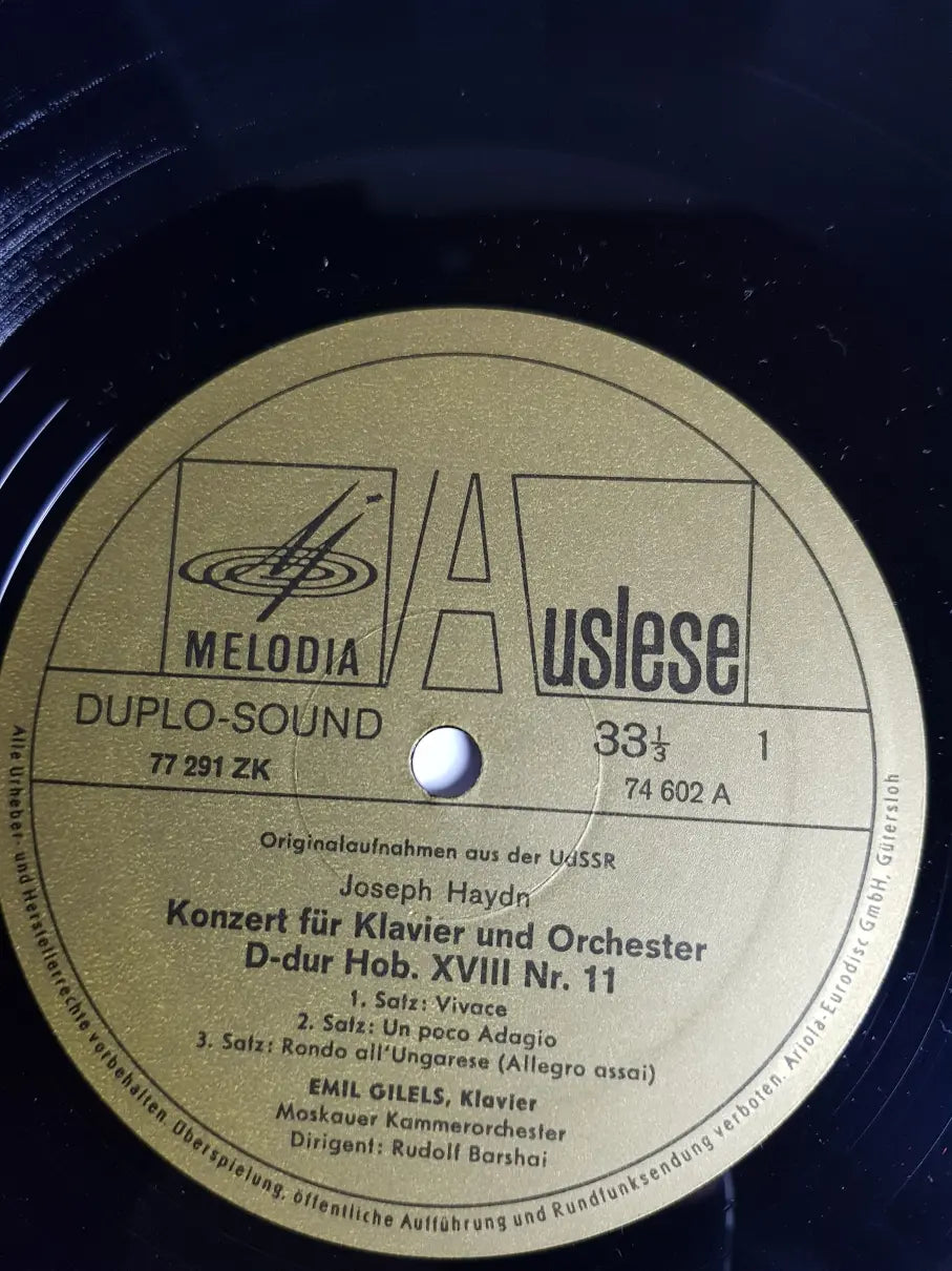 Emil Gilels, Haydn / Mozart, Moskauer Kammerorchester Dirigent Rudolf Barschai – Klavierkonzert D-dur Nr. 11 / Klavierkonzert C-dur KV 467