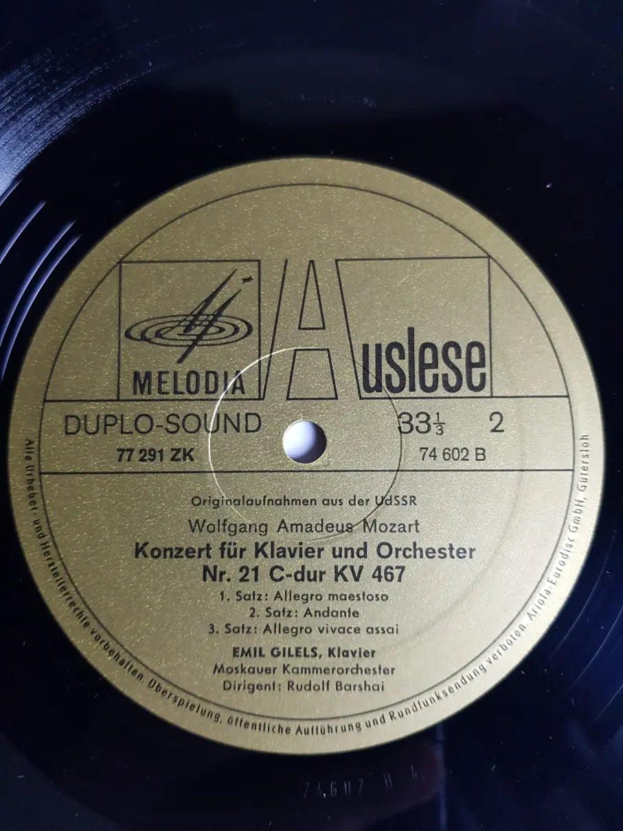 Emil Gilels, Haydn / Mozart, Moskauer Kammerorchester Dirigent Rudolf Barschai – Klavierkonzert D-dur Nr. 11 / Klavierkonzert C-dur KV 467