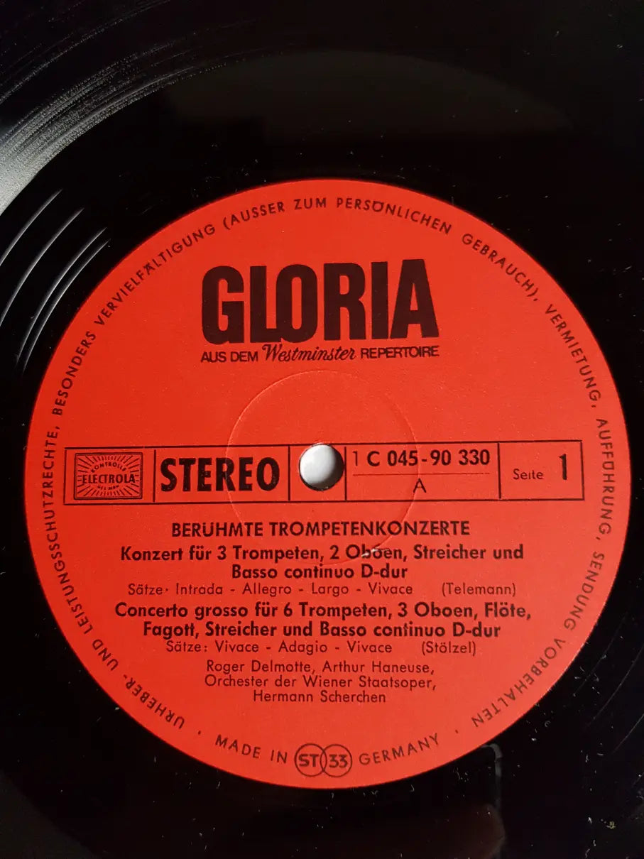 Telemann, Stölzel, Manfredini, Corelli, L. Mozart, Roger Delmotte Und Arthur Haneuse, Orchester Der Wiener Staatsoper · Hermann Scherchen – Berühmte Trompetenkonzerte