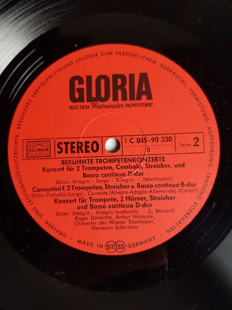 Telemann, Stölzel, Manfredini, Corelli, L. Mozart, Roger Delmotte Und Arthur Haneuse, Orchester Der Wiener Staatsoper · Hermann Scherchen – Berühmte Trompetenkonzerte