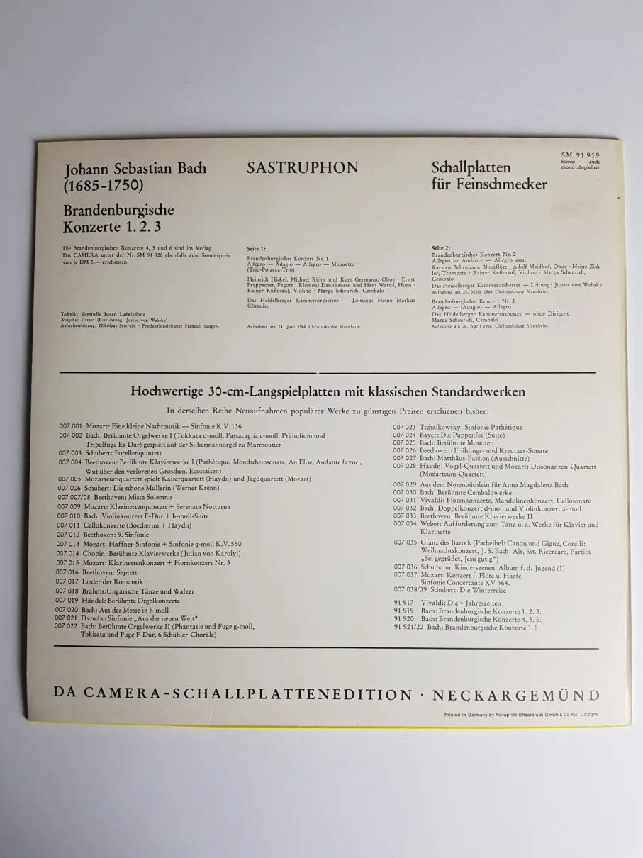 J. S. Bach - Das Heidelberger Kammerorchester – Brandenburgische Konzerte 1. 2. 3