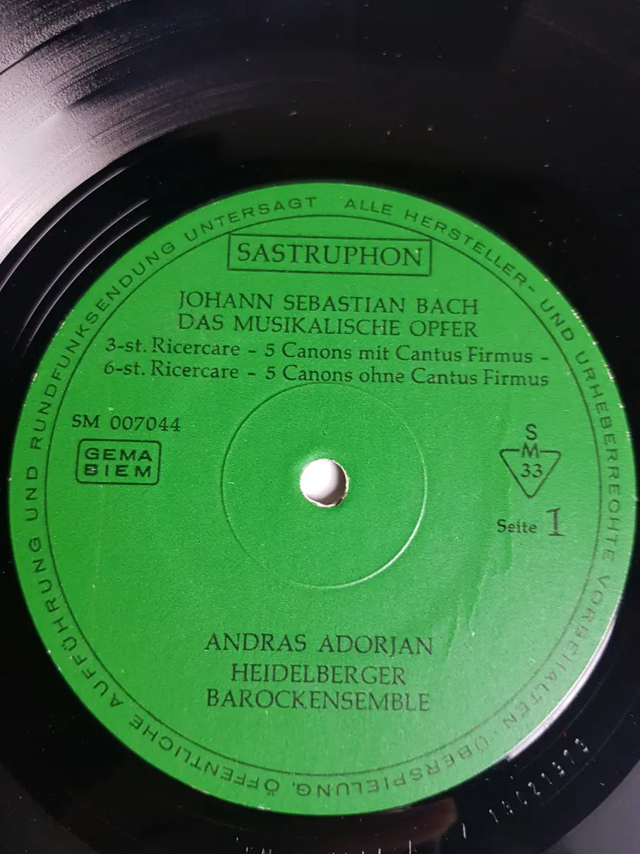 Johann Sebastian Bach / Andras Adorjan • Philipp Naegele Und Maria Fülöp, Masafumi Hori Und Bernd Krakow, Philippe Muller Und Jürgen Wolf, Johannes Nerokas – Das Musikalische Opfer