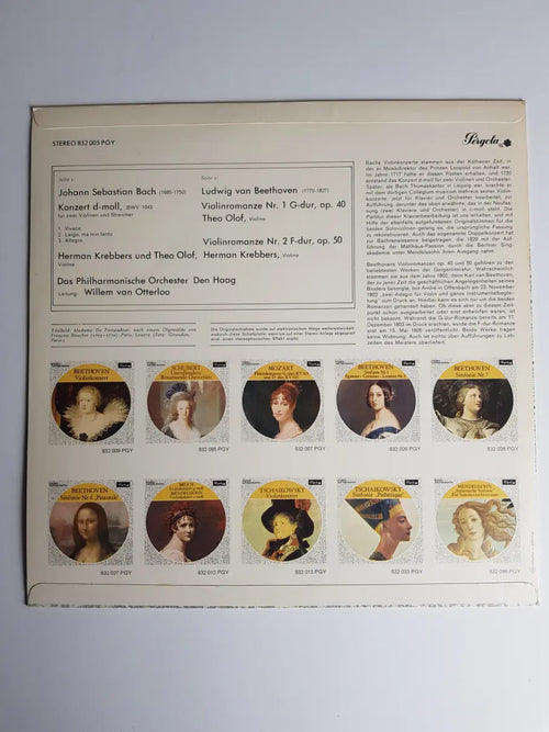 Bach, Beethoven, Das Philharmonische Orchester Den Haag Leitung Willem Van Otterloo, Theo Olof, Herman Krebbers – Doppelkonzert D-Moll / Zwei Violinromanzen