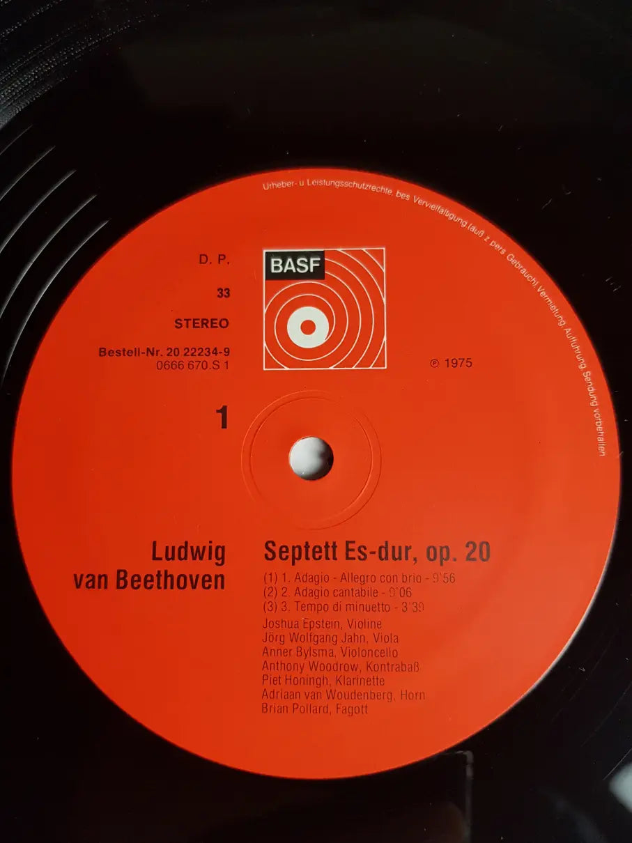Ludwig van Beethoven - Joshua Epstein, Jörg-Wolfgang Jahn, Anner Bylsma, Anthony Woodrow, Piet Honingh, Adriaan van Woudenberg, Brian Pollard, Mitglieder Des Bartholdy-Quartett, Mitglieder Des Danzi-Quartett – Septett Es-dur Op. 20