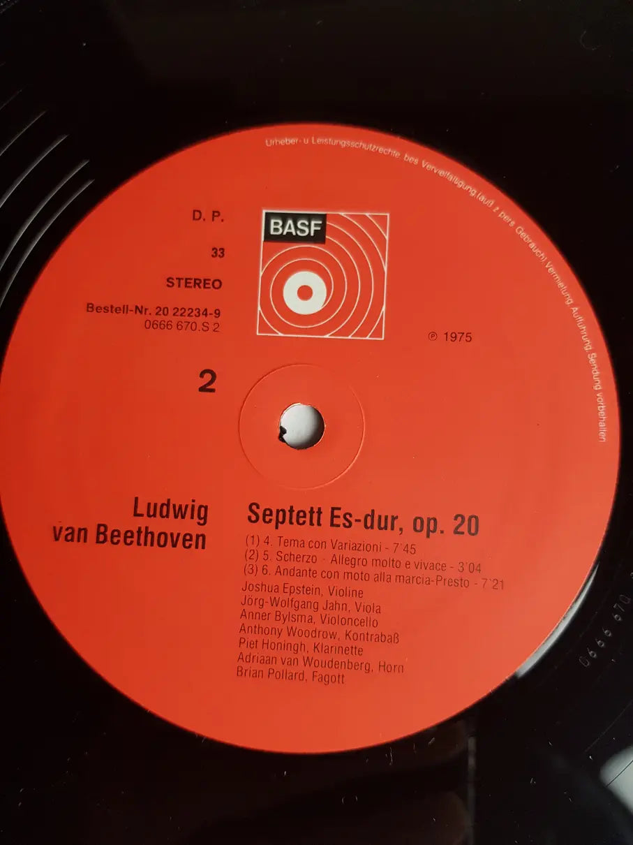 Ludwig van Beethoven - Joshua Epstein, Jörg-Wolfgang Jahn, Anner Bylsma, Anthony Woodrow, Piet Honingh, Adriaan van Woudenberg, Brian Pollard, Mitglieder Des Bartholdy-Quartett, Mitglieder Des Danzi-Quartett – Septett Es-dur Op. 20