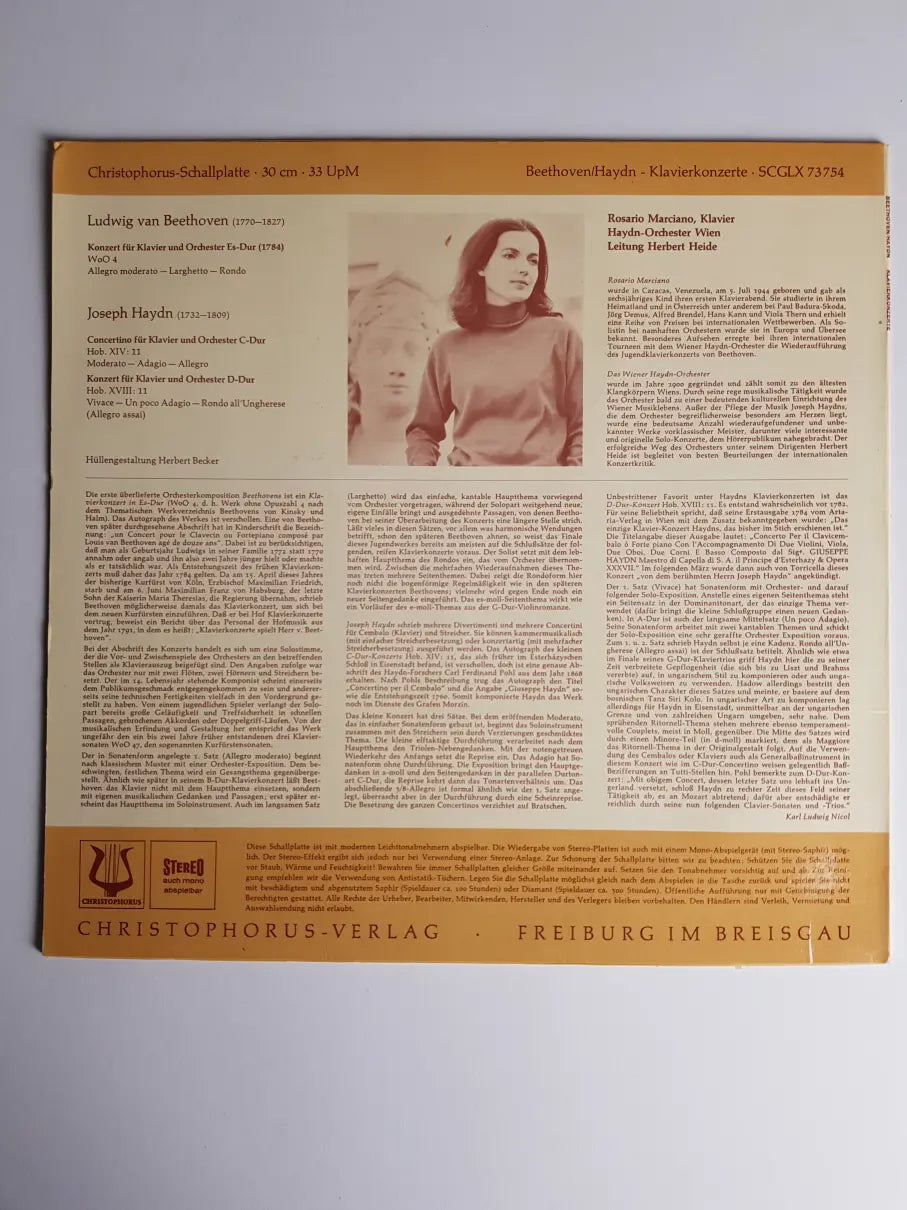 Beethoven, Haydn, Rosario Marciano, Herbert Heide, Wiener Haydn Orchester – Klavierkonzerte