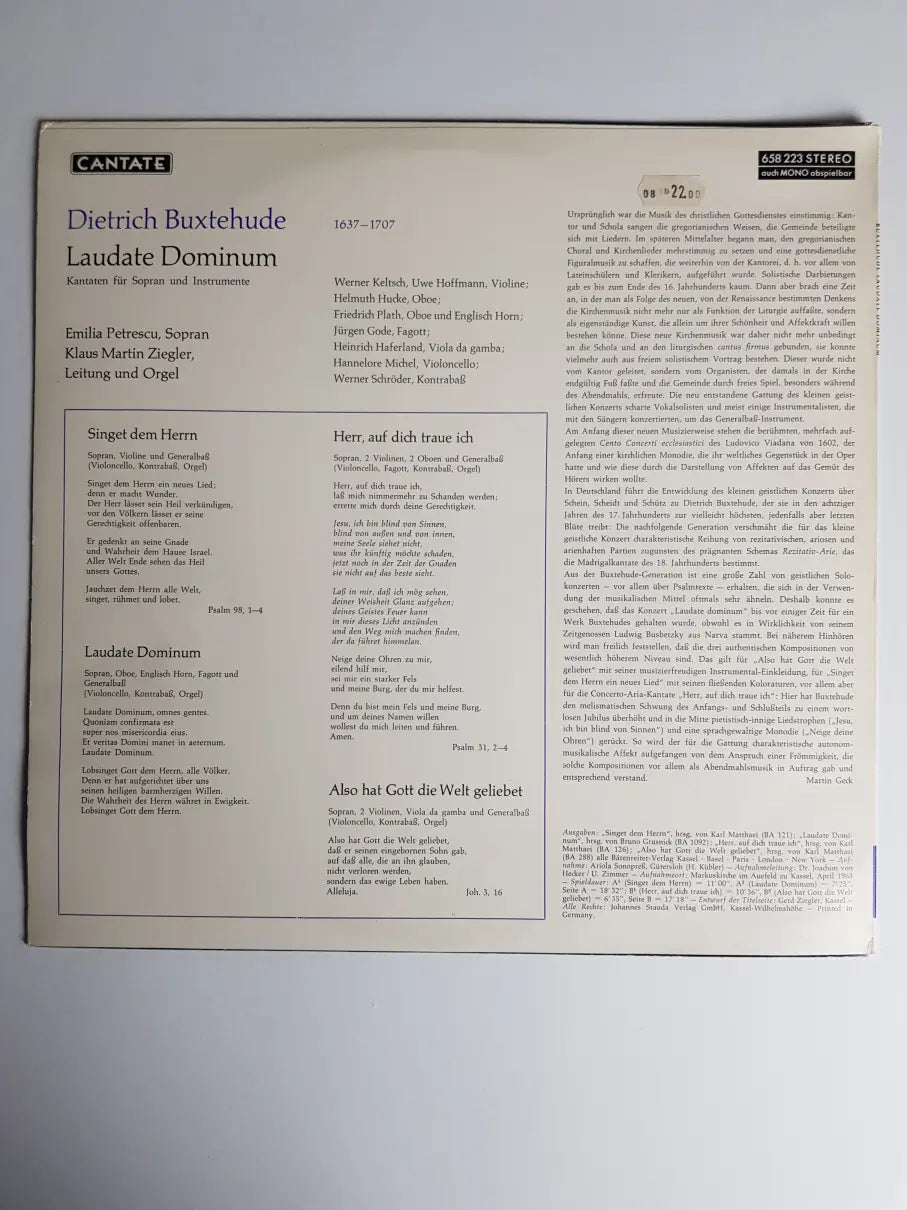 Dieterich Buxtehude, Emilia Petrescu – Laudate Dominum
