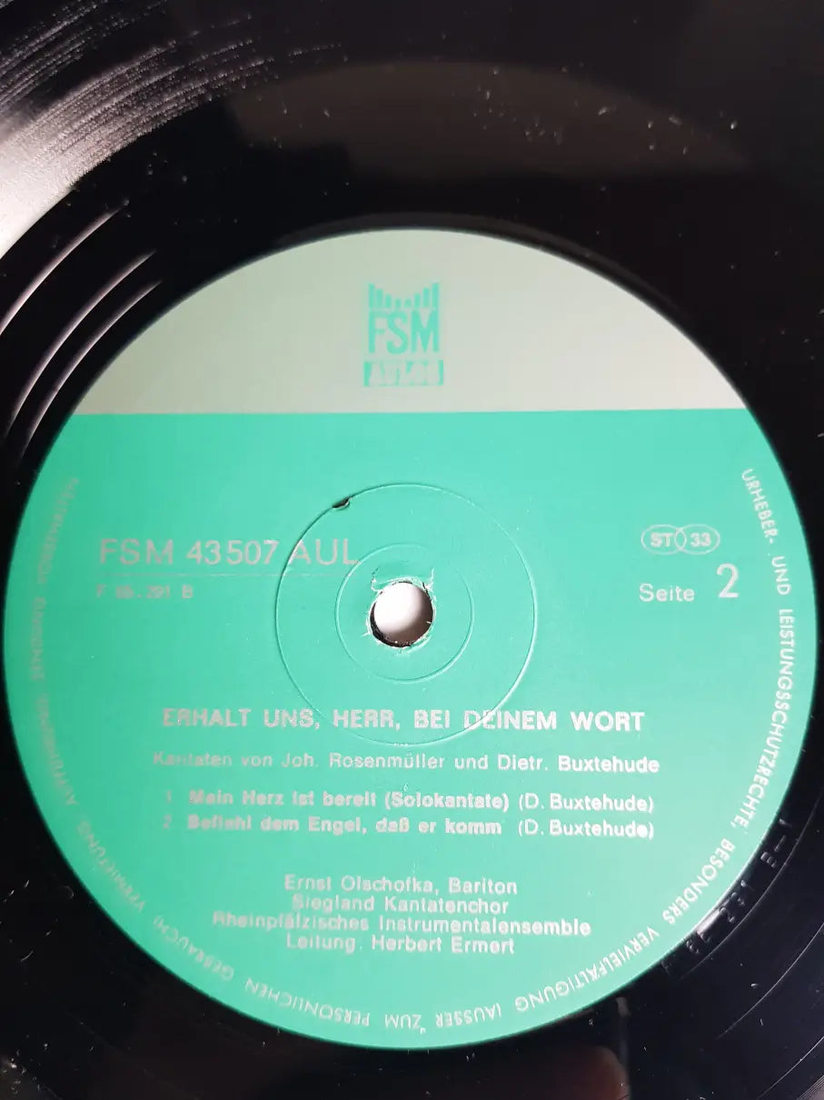 Ernst Olschofka, Siegland Kantatenchor, Rheinpfälzisches Instrumentalensemble - Dietrich Buxtehude, Johann Rosenmüller – Erhalt Uns Herr Bei Deinem Wort