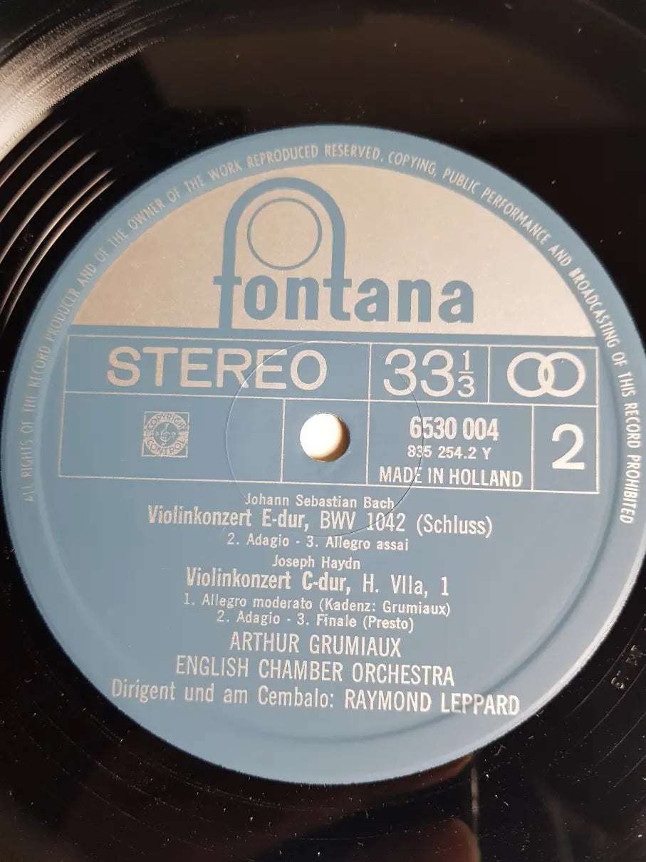 Bach, Haydn - Arthur Grumiaux, English Chamber Orchestra, Raymond Leppard – Violinkonzerte A-Moll, BWV 1041 / E-Dur, BWV 1042 / Violinkonzert C-Dur