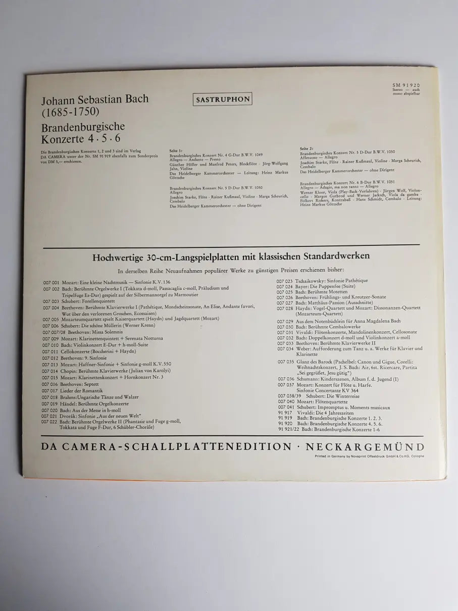 J. S. Bach, Das Heidelberger Kammerorchester – Brandenburgische Konzerte 4 • 5 • 6