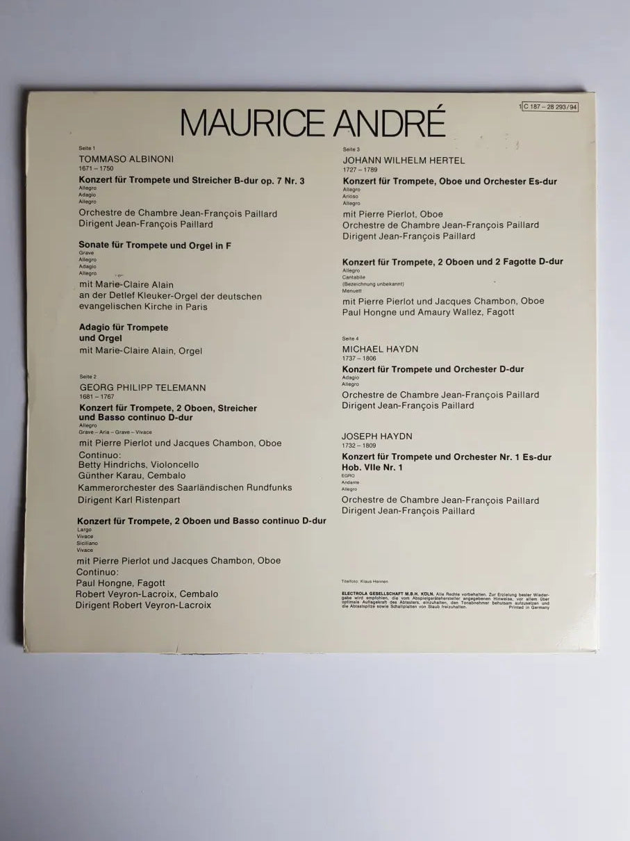 Maurice André – Spielt Albinoni Telemann Hertel M. Haydn J. Haydn