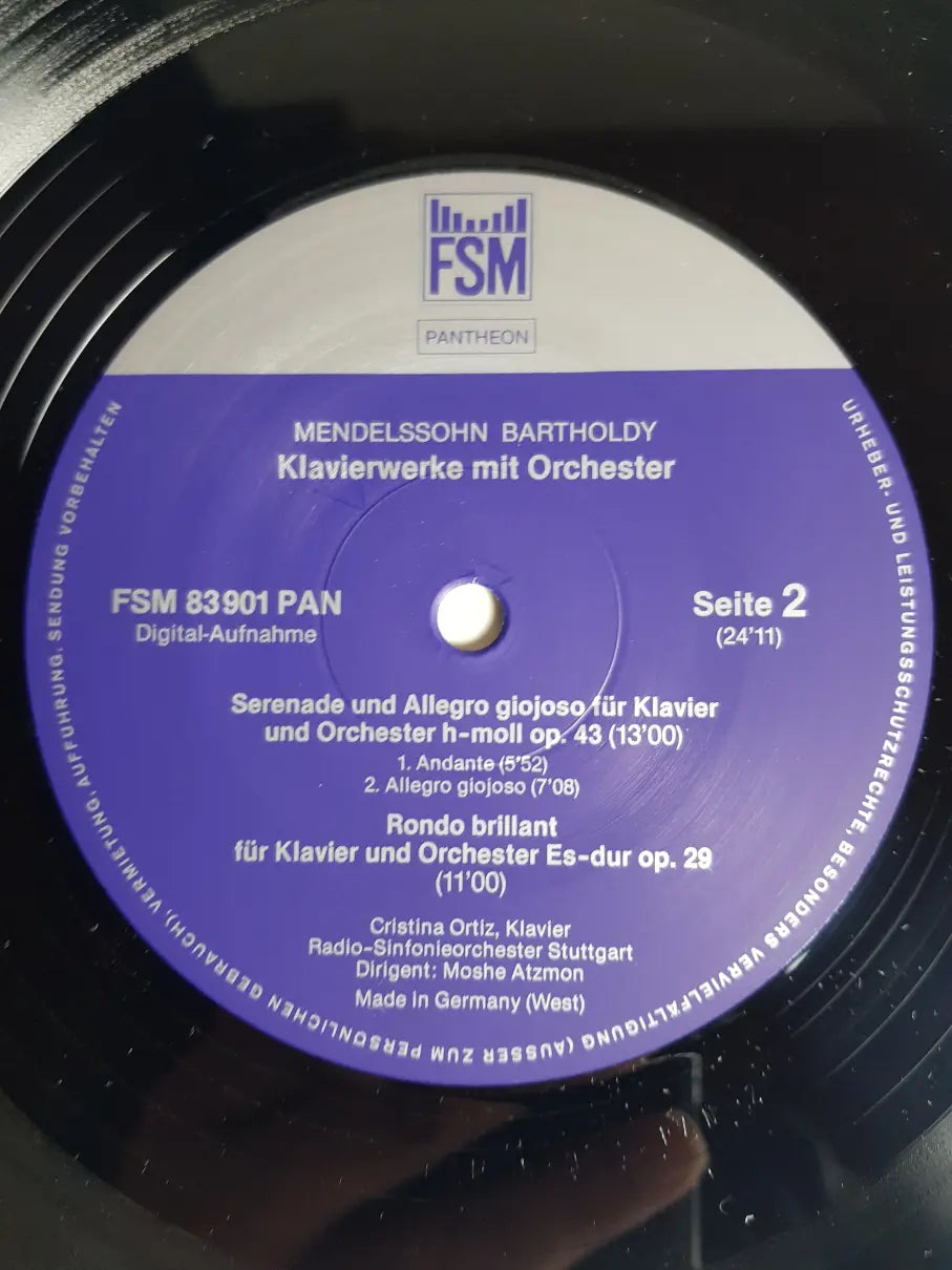 Mendelssohn - Cristina Ortiz, Radio-Sinfonieorchester Stuttgart · Moshe Atzmon – Sämtliche Werke Für Klavier Und Orchester = All The Works For Piano And Orchestra