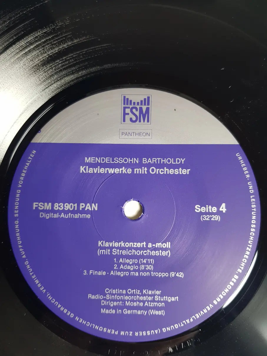 Mendelssohn - Cristina Ortiz, Radio-Sinfonieorchester Stuttgart · Moshe Atzmon – Sämtliche Werke Für Klavier Und Orchester = All The Works For Piano And Orchestra
