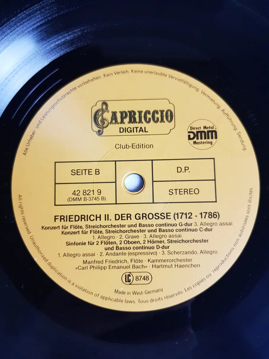 Friedrich II. "Der Große", Manfred Friedrich, Reinhart Vogel, Kammerorchester C.Ph.E. Bach, Hartmut Haenchen – Flötenkonzerte & Sinfonien