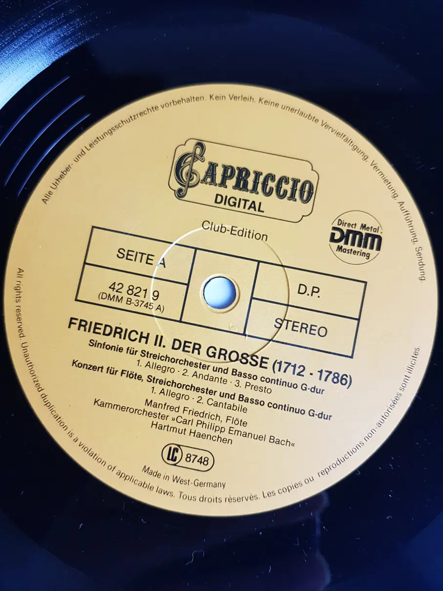Friedrich II. "Der Große", Manfred Friedrich, Reinhart Vogel, Kammerorchester C.Ph.E. Bach, Hartmut Haenchen – Flötenkonzerte & Sinfonien