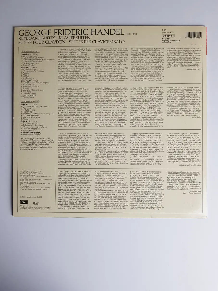 Händel, Sviatoslav Richter – Klavier-Suiten = Keyboard Suites Nos. 2, 3, 9, 14, 16