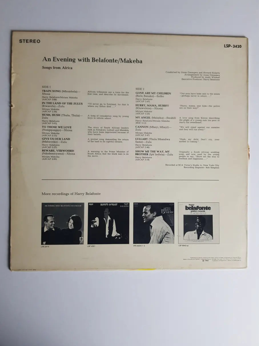 Belafonte / Makeba – An Evening With Belafonte/Makeba