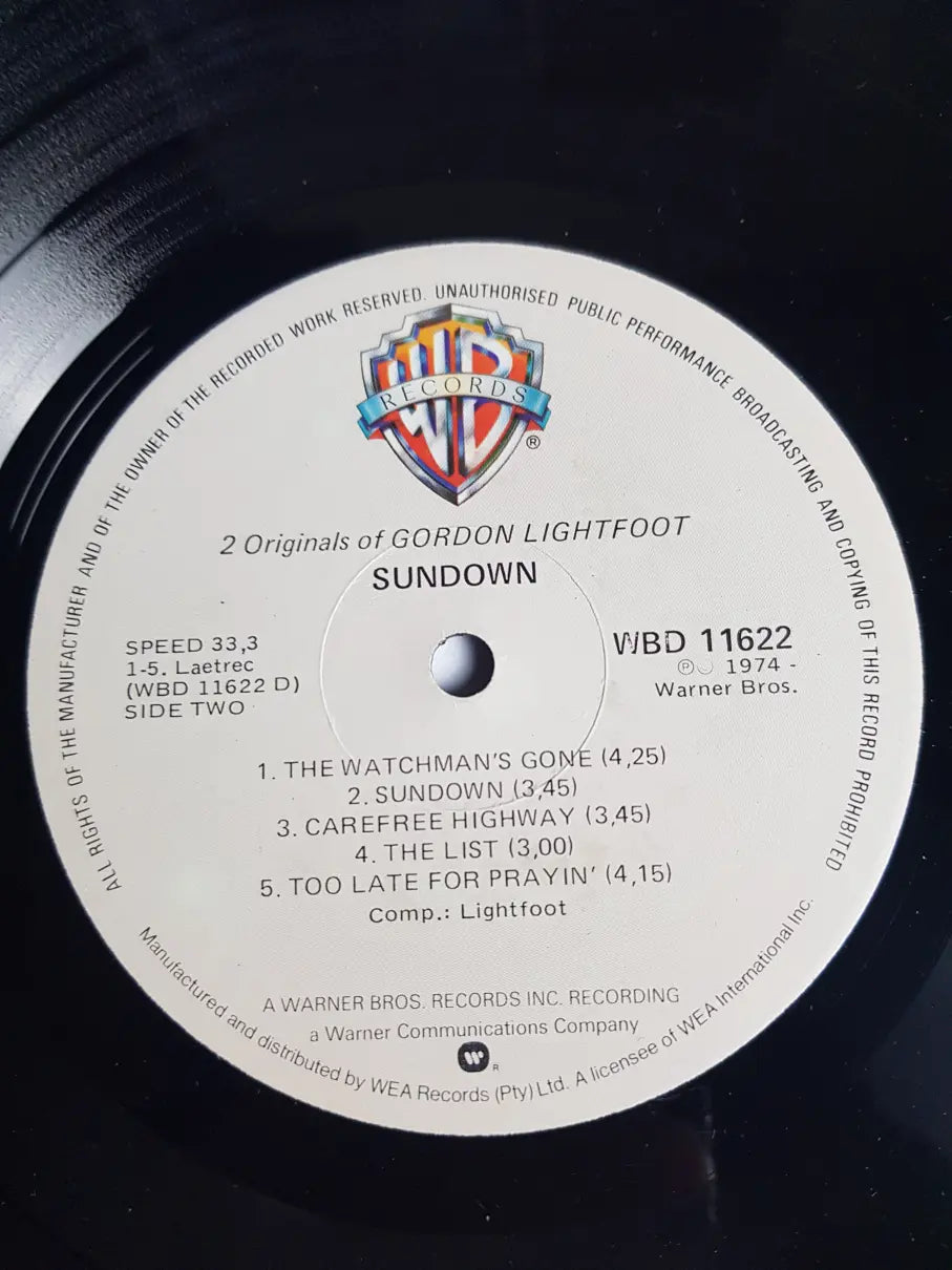 Gordon Lightfoot – 2 Originals Of Gordon Lightfoot WBD 11622