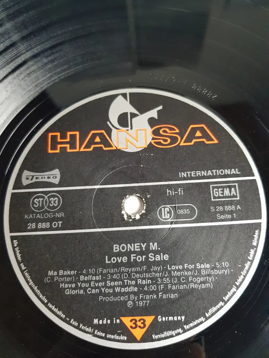 Boney M. – Love For Sale (ohne Poster)