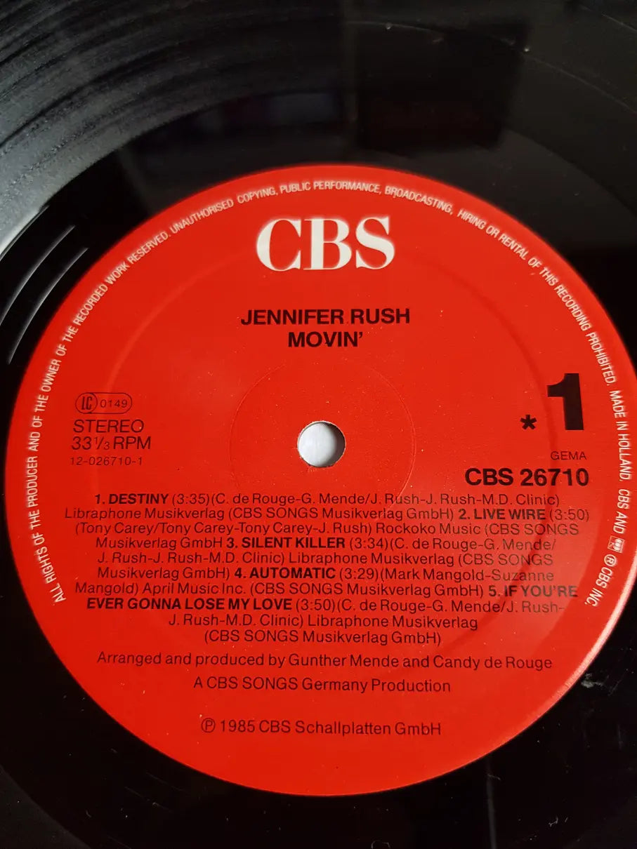 Jennifer Rush – Movin' NL ohne OIS