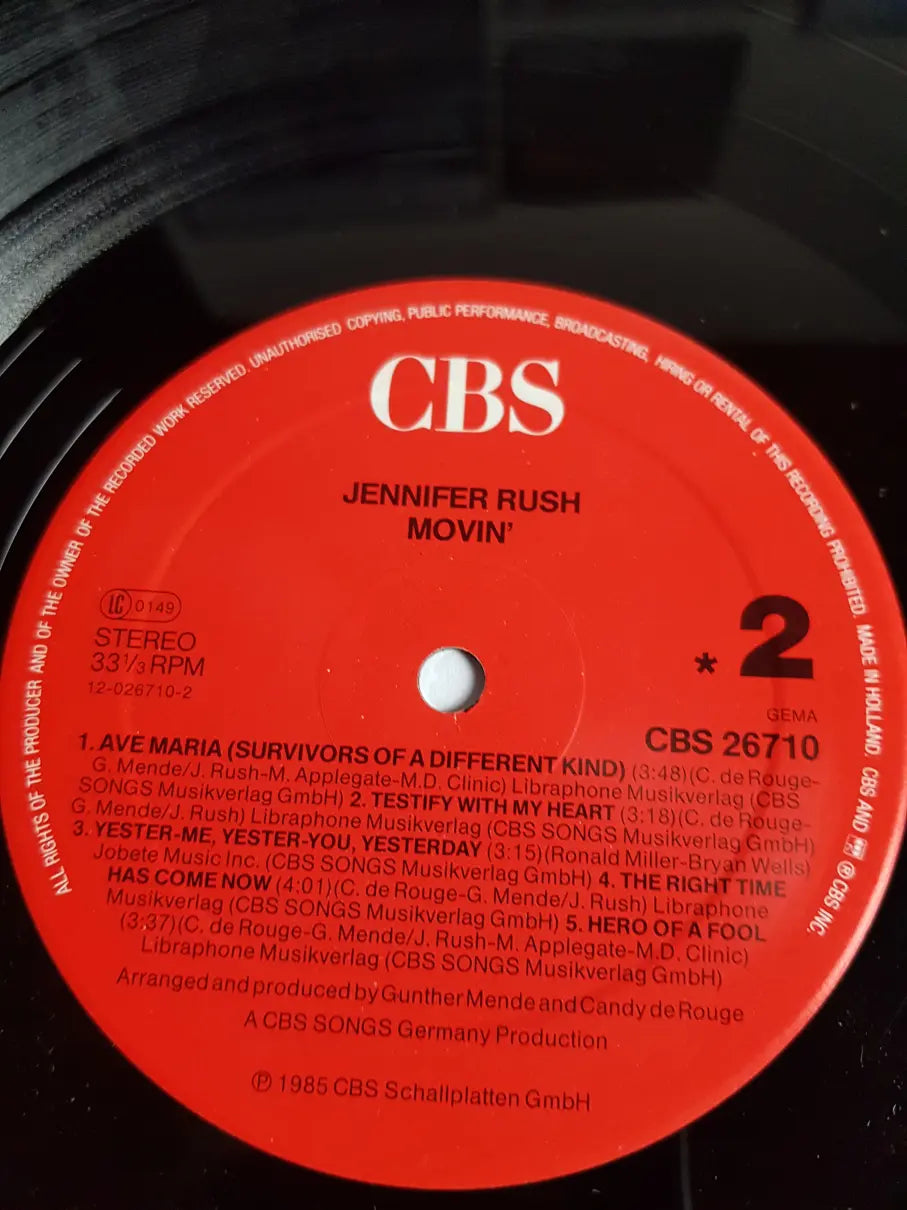 Jennifer Rush – Movin' NL ohne OIS