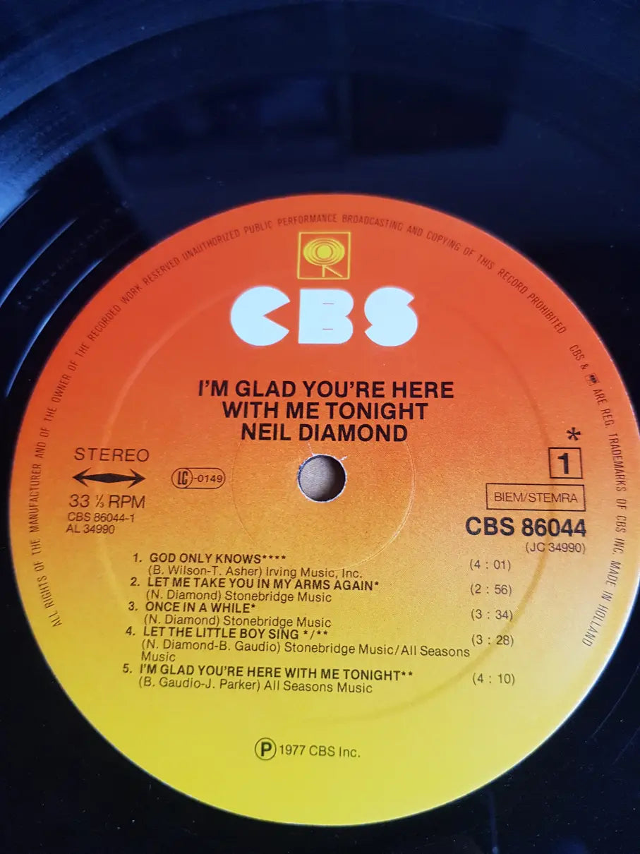 Neil Diamond – I'm Glad You're Here With Me Tonight VG+/VG+
