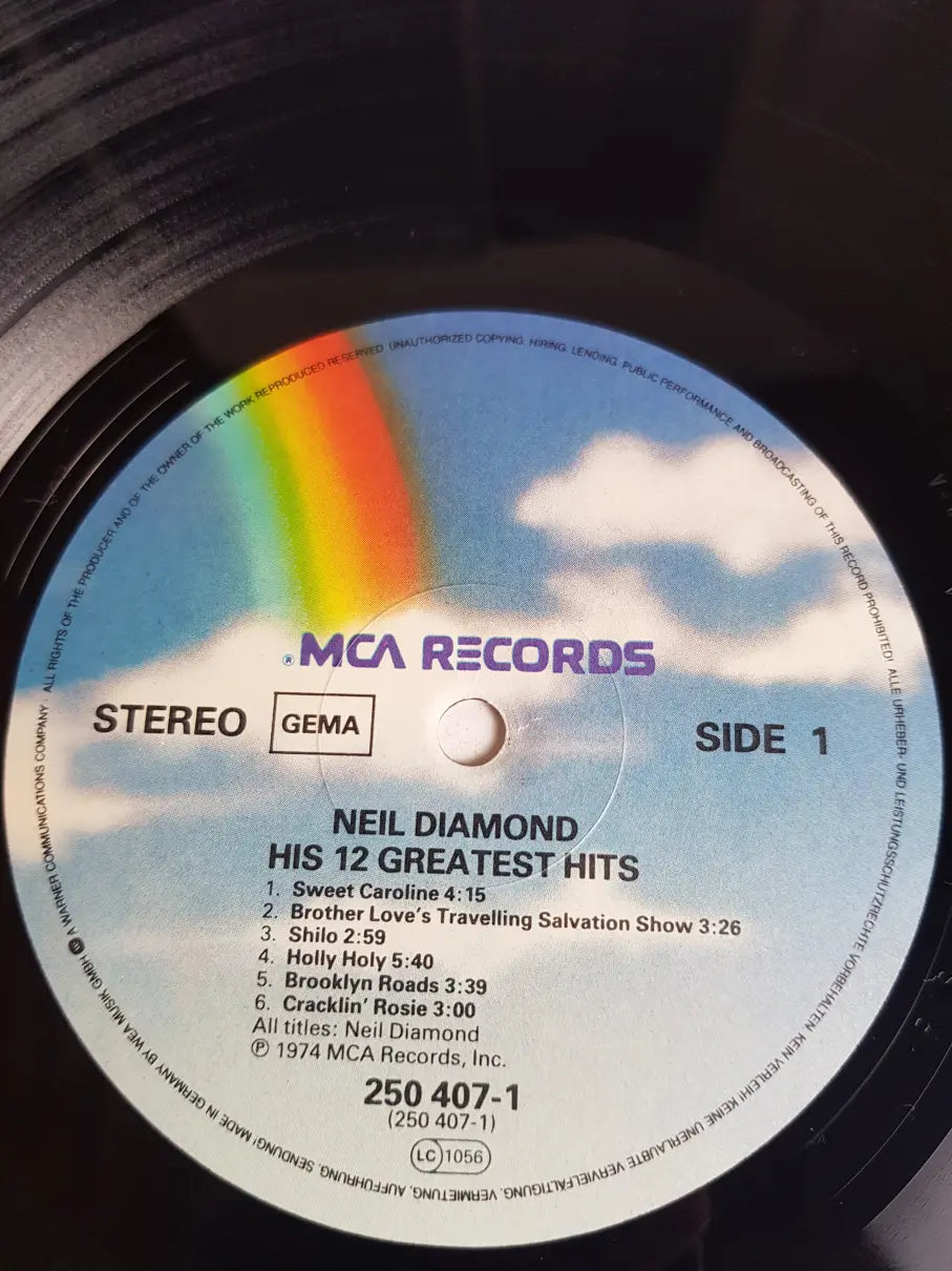 Neil Diamond – His 12 Greatest Hits PR copy