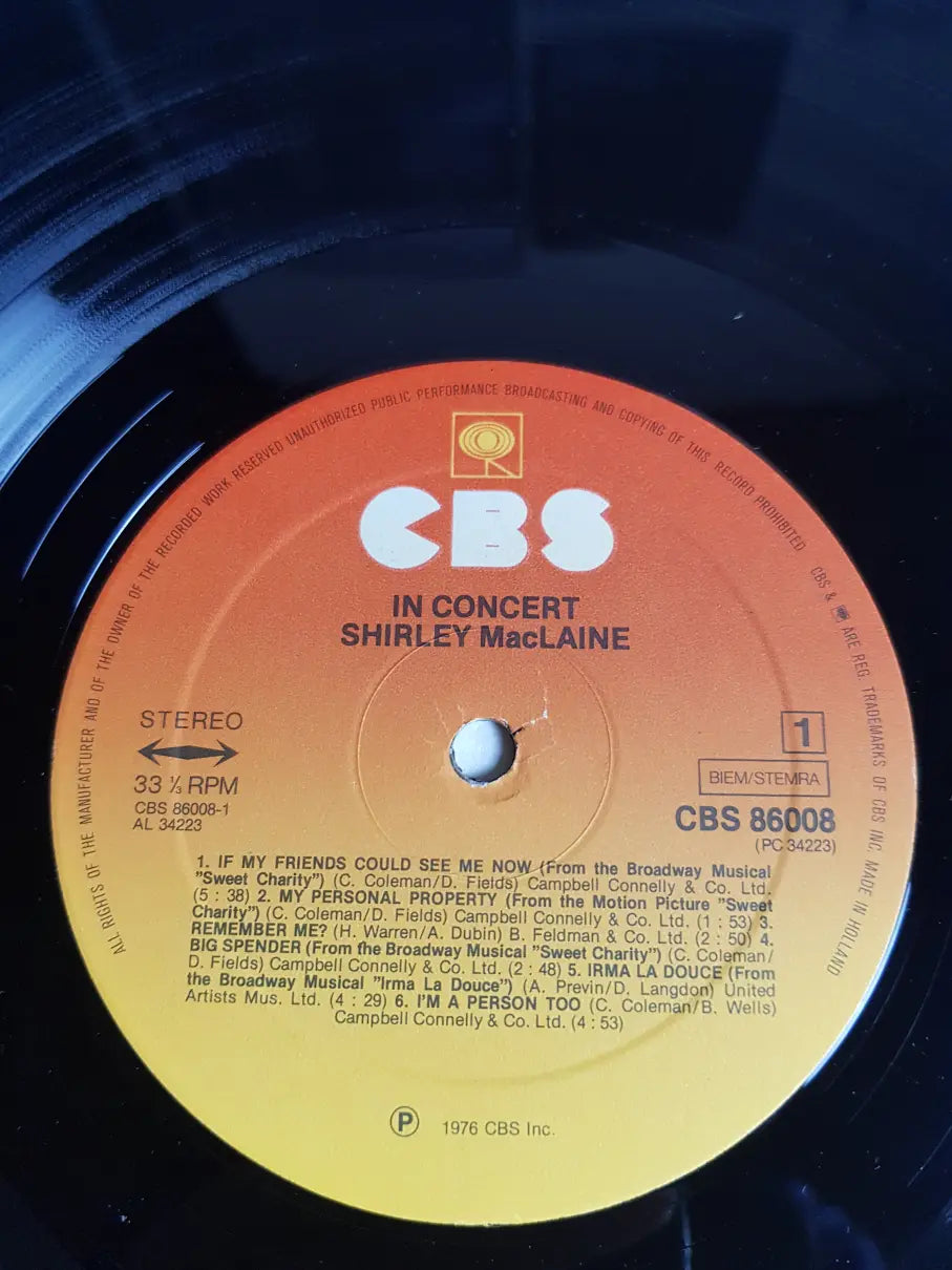 Shirley MacLaine – In Concert (VG+/VG)