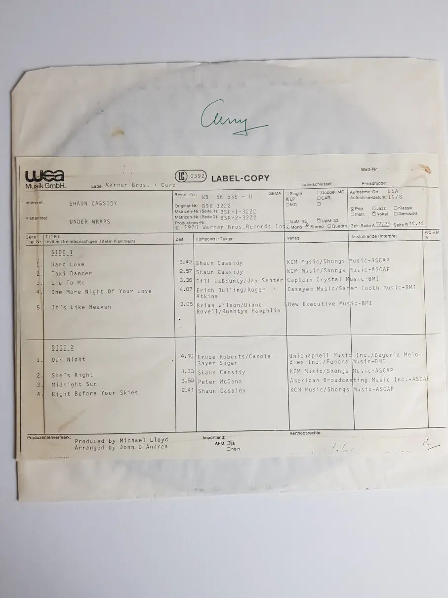 Shaun Cassidy – Under Wraps