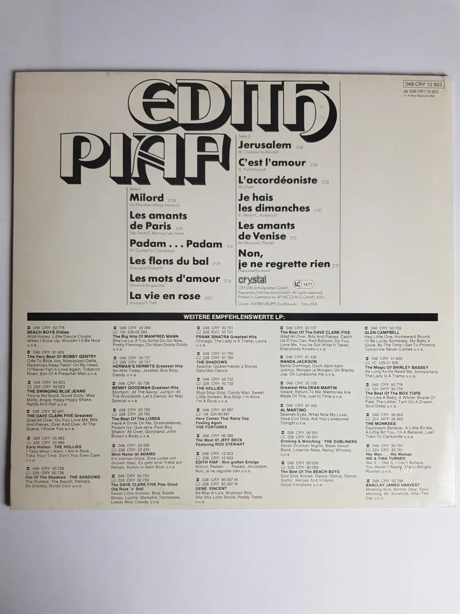 Edith Piaf – Ihre Grossen Erfolge