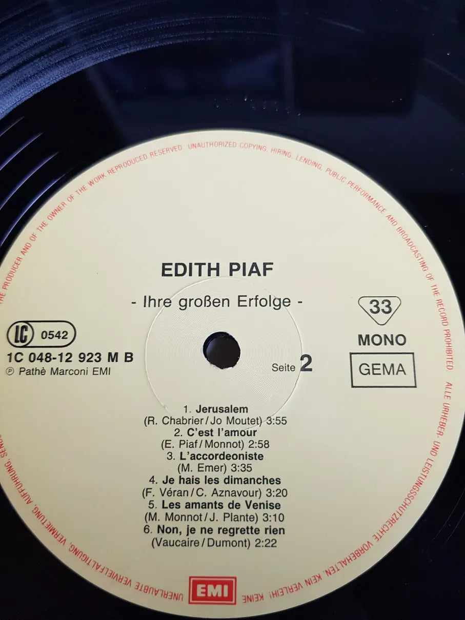 Edith Piaf – Ihre Grossen Erfolge