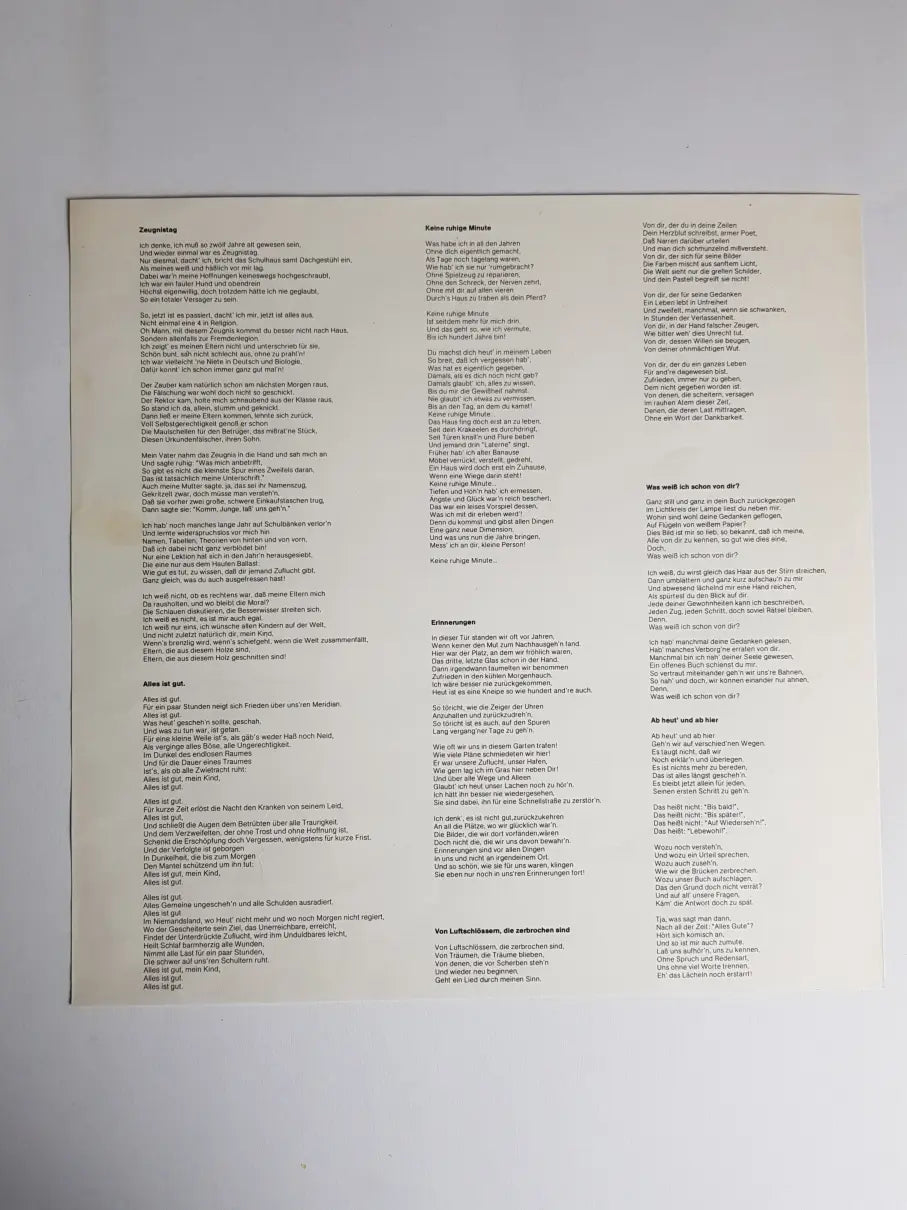 Reinhard Mey – Keine Ruhige Minute (ohne Poster)