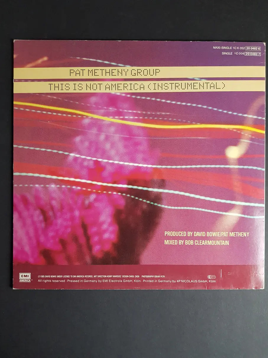 David Bowie / Pat Metheny Group – This Is Not America (Theme From The Original Motion Picture, The Falcon And The Snowman)