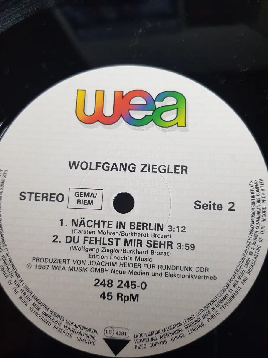 Wolfgang Ziegler – Halt Mich Fest (Hold Me Now) Promo