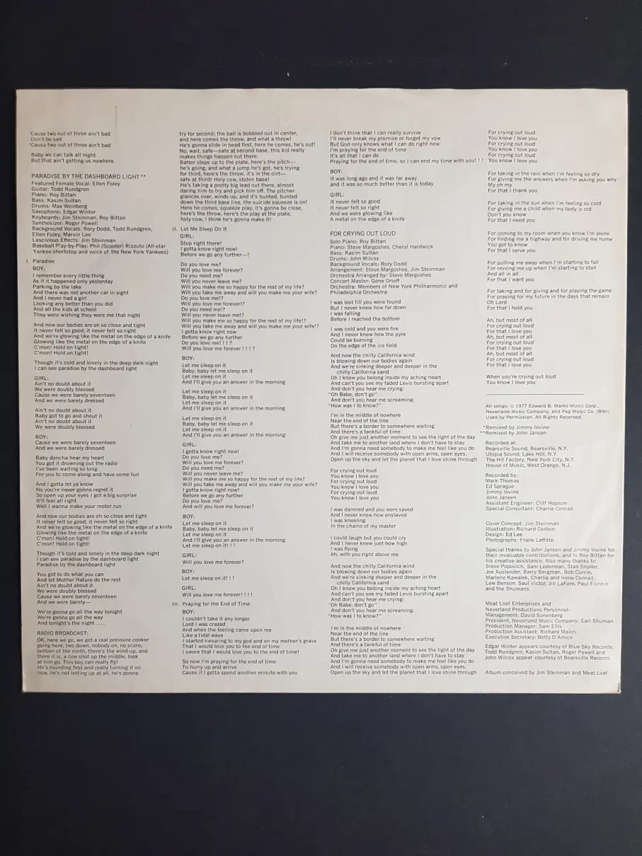 Meat Loaf – Bat Out Of Hell