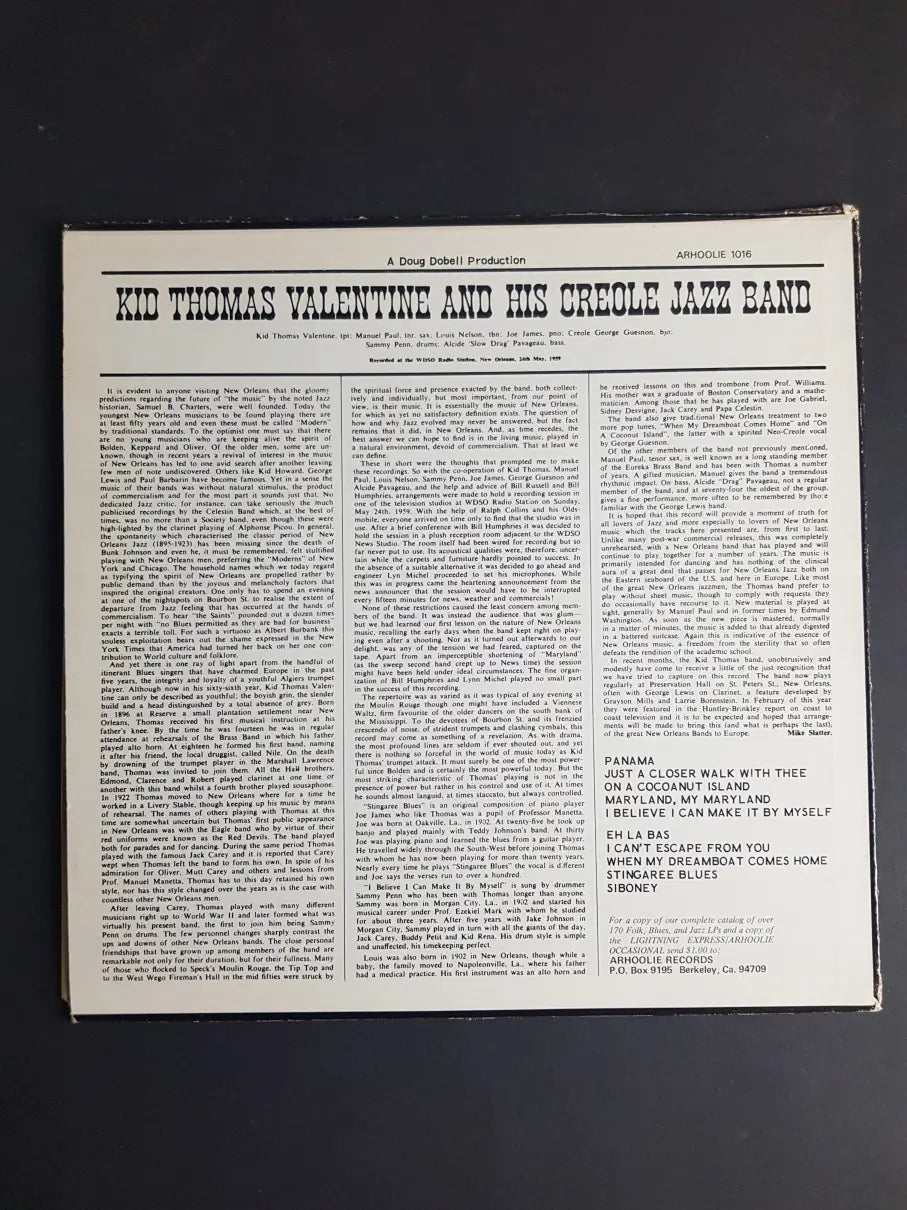Kid Thomas Valentine And His Creole Jazz Band – Kid Thomas