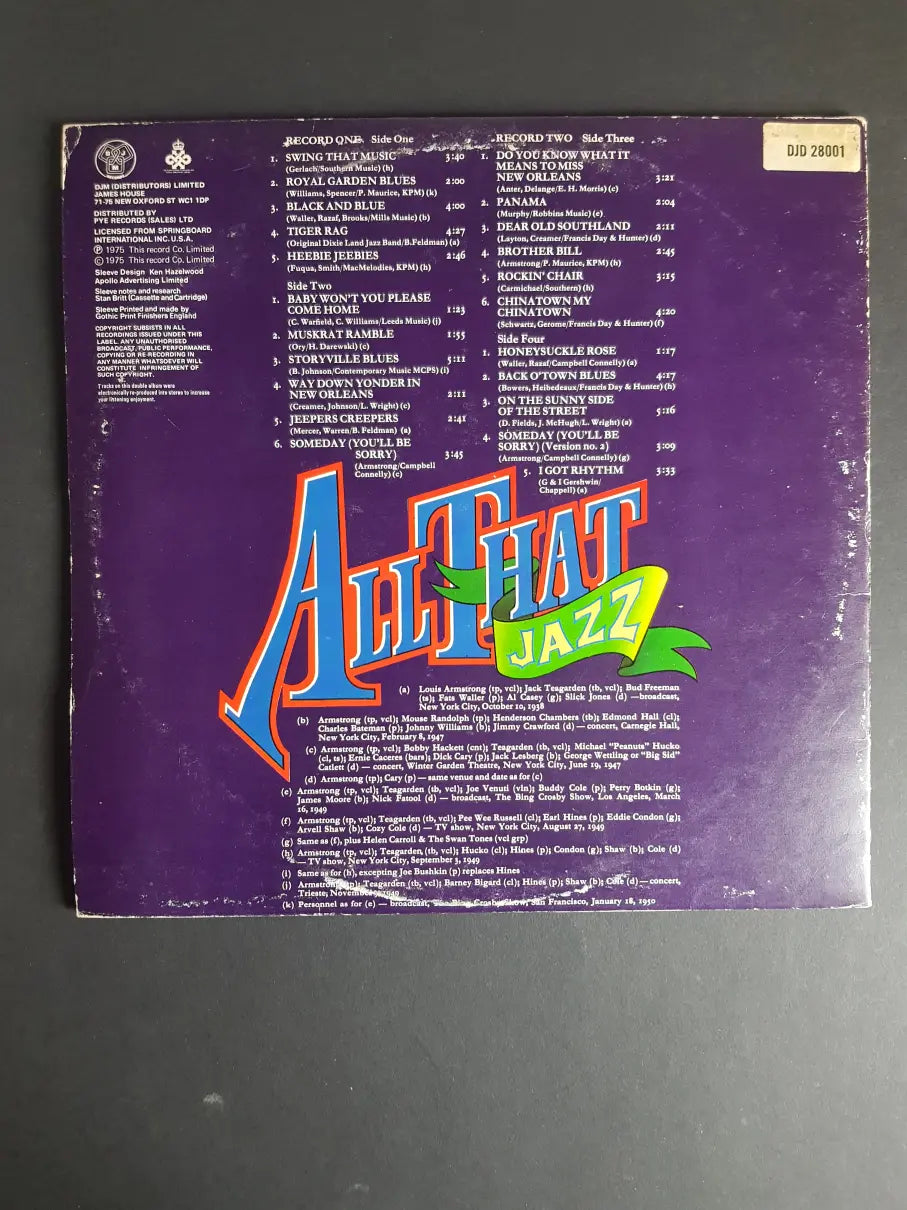 Louis Armstrong ‎– All That Jazz