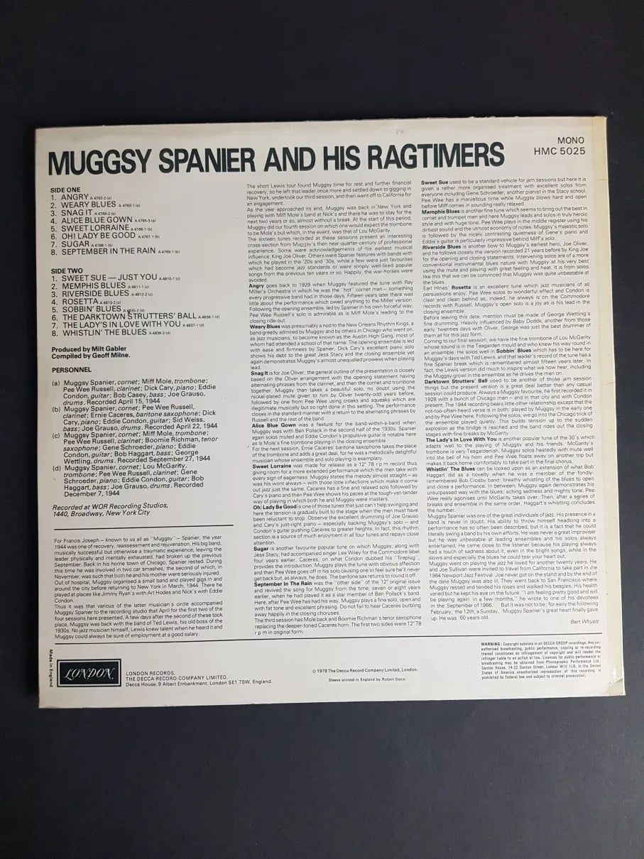 Muggsy Spanier And His Ragtimers – Muggsy Spanier And His Ragtimers