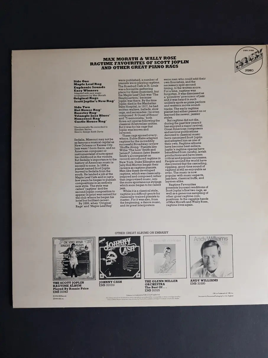 Max Morath & Wally Rose – Ragtime Favourites Of Scott Joplin And Other Great Piano Rags