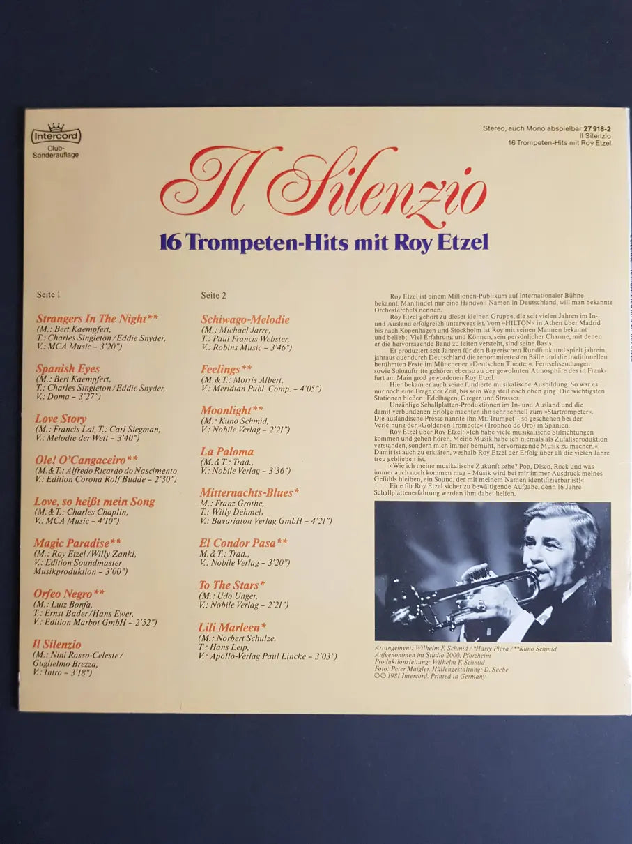 Roy Etzel – Il Silenzio - 16 Trompeten-Hits