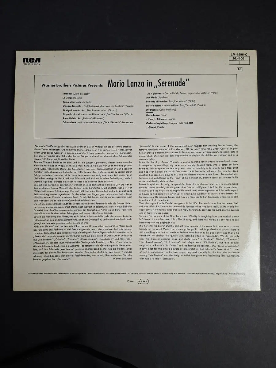 Mario Lanza – Mario Lanza In "Serenade"