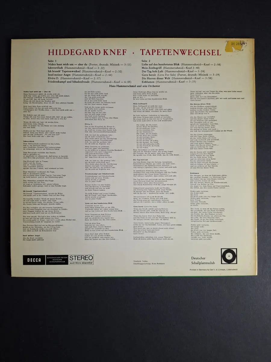 Hildegard Knef – Tapetenwechsel