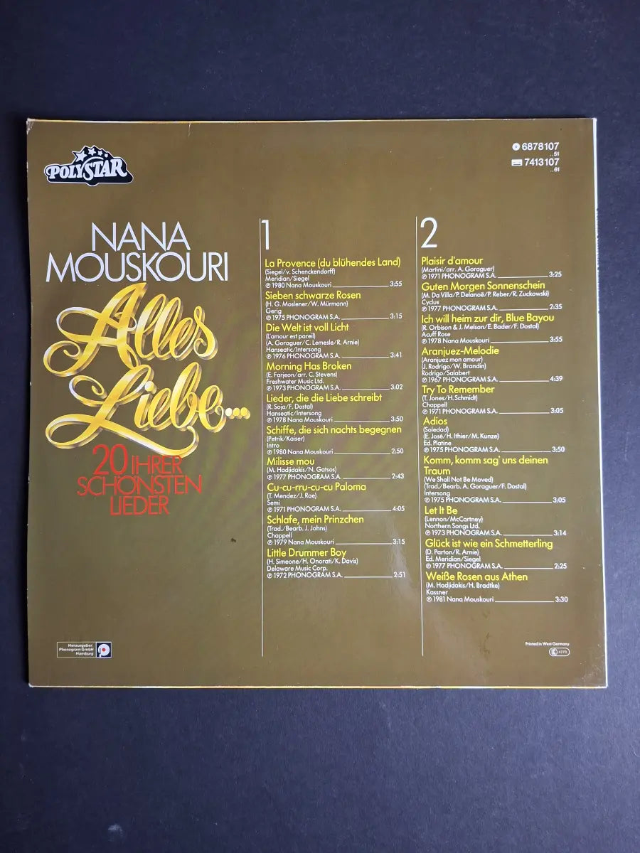 Nana Mouskouri – Alles Liebe... - 20 Ihrer Schönsten Lieder
