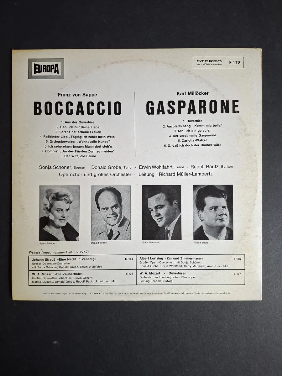Sonja Schöner, Rudolf Bautz, Donald Grobe, Erwin Wohlfahrt, Richard Müller-Lampertz – Boccaccio / Gasparone