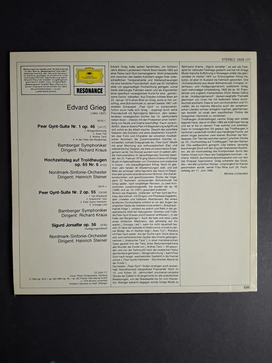 Edvard Grieg – Peer Gynt Suiten Nr.1 & 2