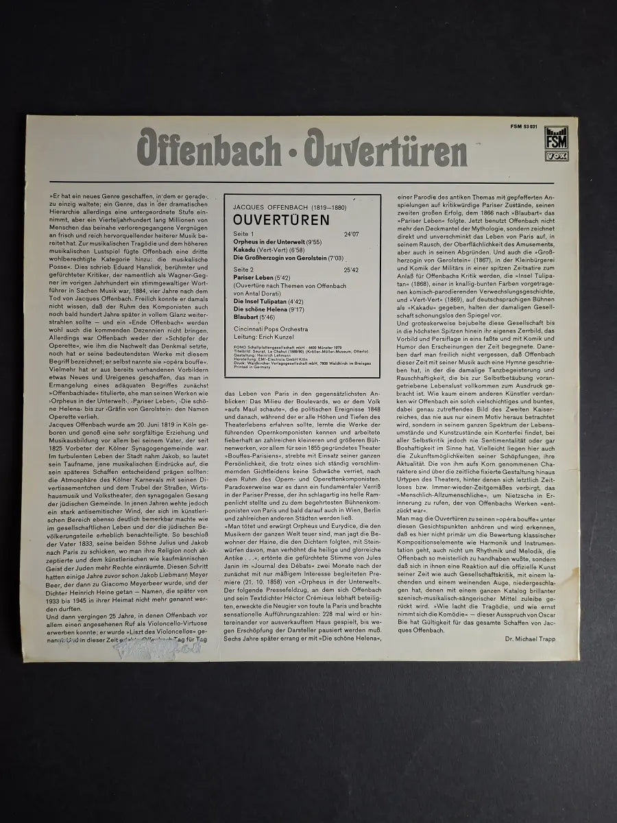 Cincinnati Pops Orchestra, Erich Kunzel – Offenbach - Overtüren