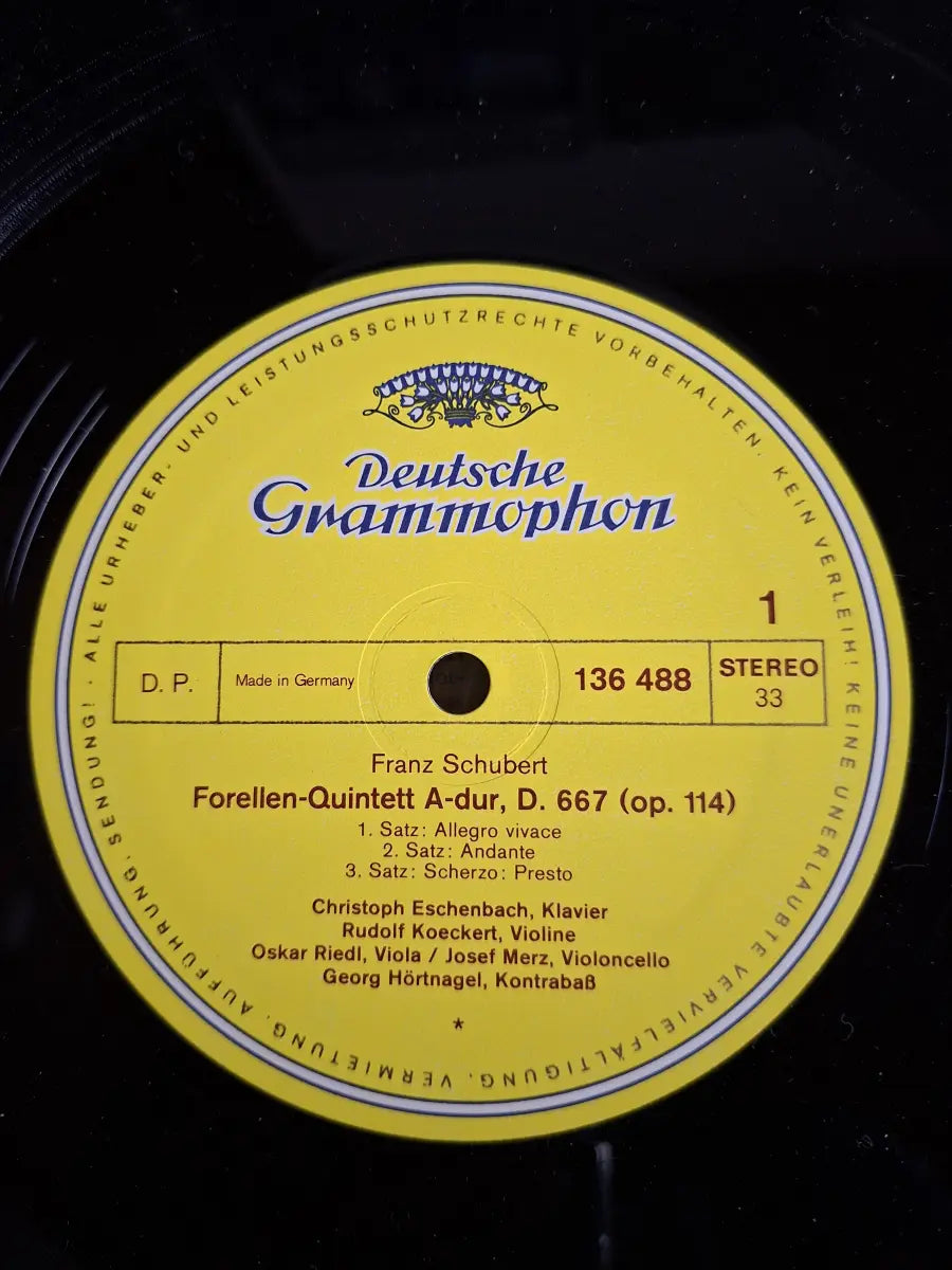 Franz Schubert / Christoph Eschenbach • Rudolf Koeckert • Oskar Riedl • Josef Merz • Georg Hörtnagel – Forellenquintett • Notturno