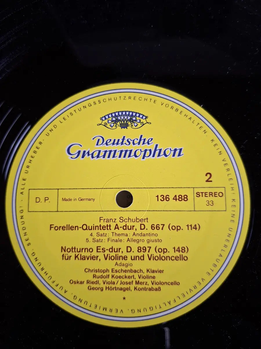 Franz Schubert / Christoph Eschenbach • Rudolf Koeckert • Oskar Riedl • Josef Merz • Georg Hörtnagel – Forellenquintett • Notturno