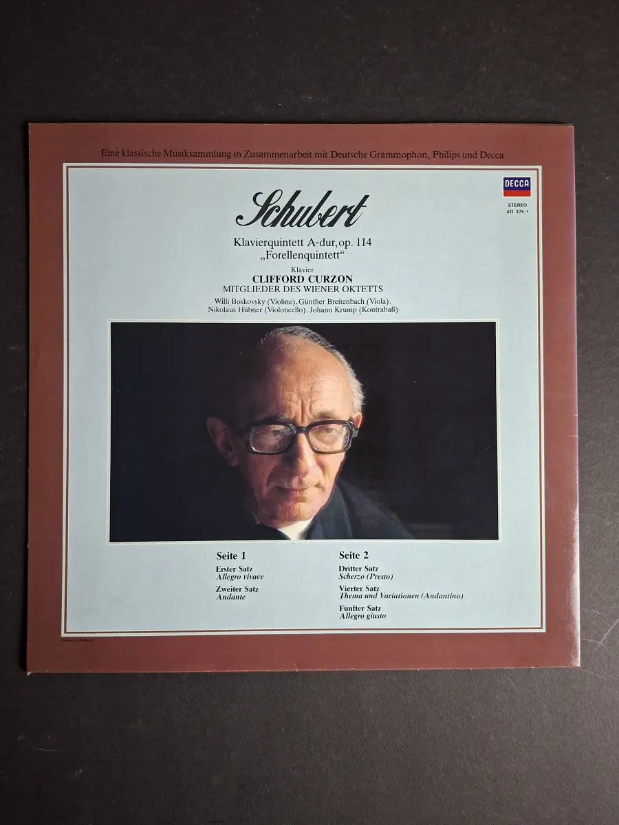 Schubert / Clifford Curzon / Mitglieder Des Wiener Oktetts – Klavierquintett A-Dur, Op. 114 "Forellenquintett"